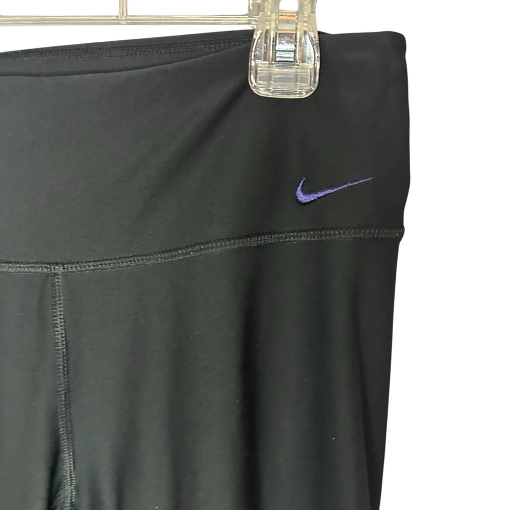 Nike Dri-FIT Capri Leggings Black Purple Logo Women’s Medium - Picture 2 of 8